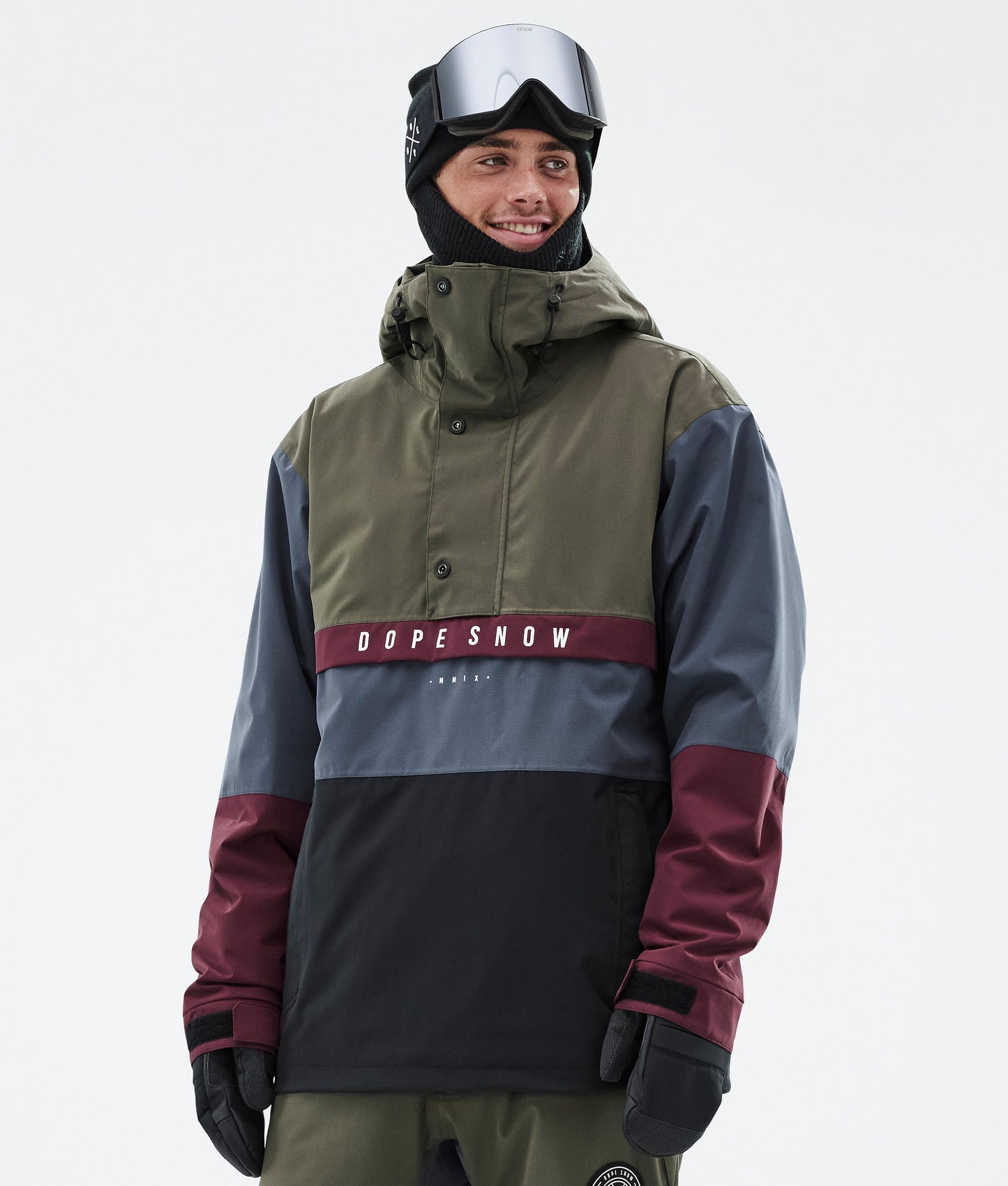Snowboard Jacket Men Olive Green/Burgundy/Metal Blue/Black
