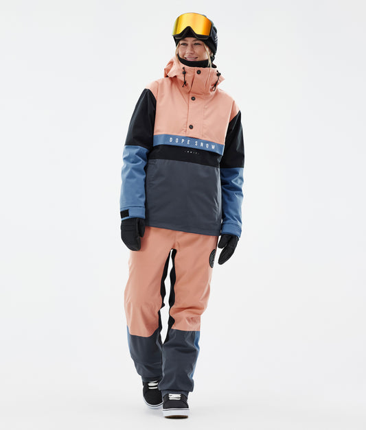Snowboard Jacket Women Faded Peach/Blue Steel/Black/Metal Blue