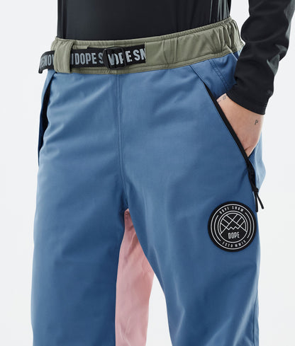 Snowboard Pants Women Blue Steel/Light Grey/Soft Pink/Greenish