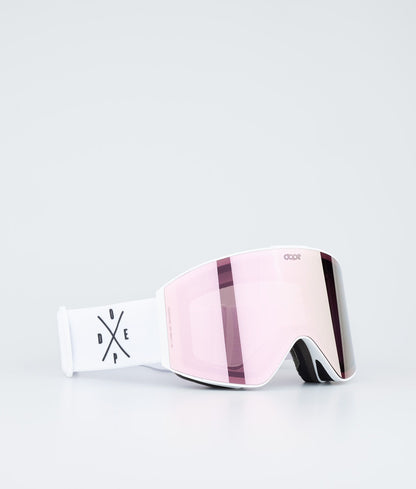 Ski Goggles White/Green Mirror