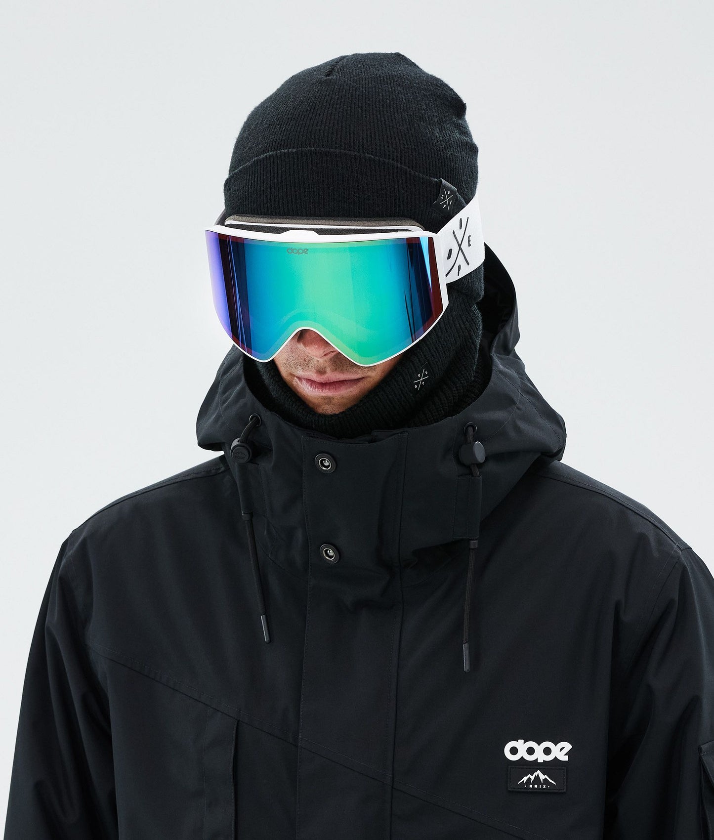 Ski Goggles White/Green Mirror