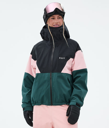 Snowboard Jacket Women Stripe Black/Faded Green