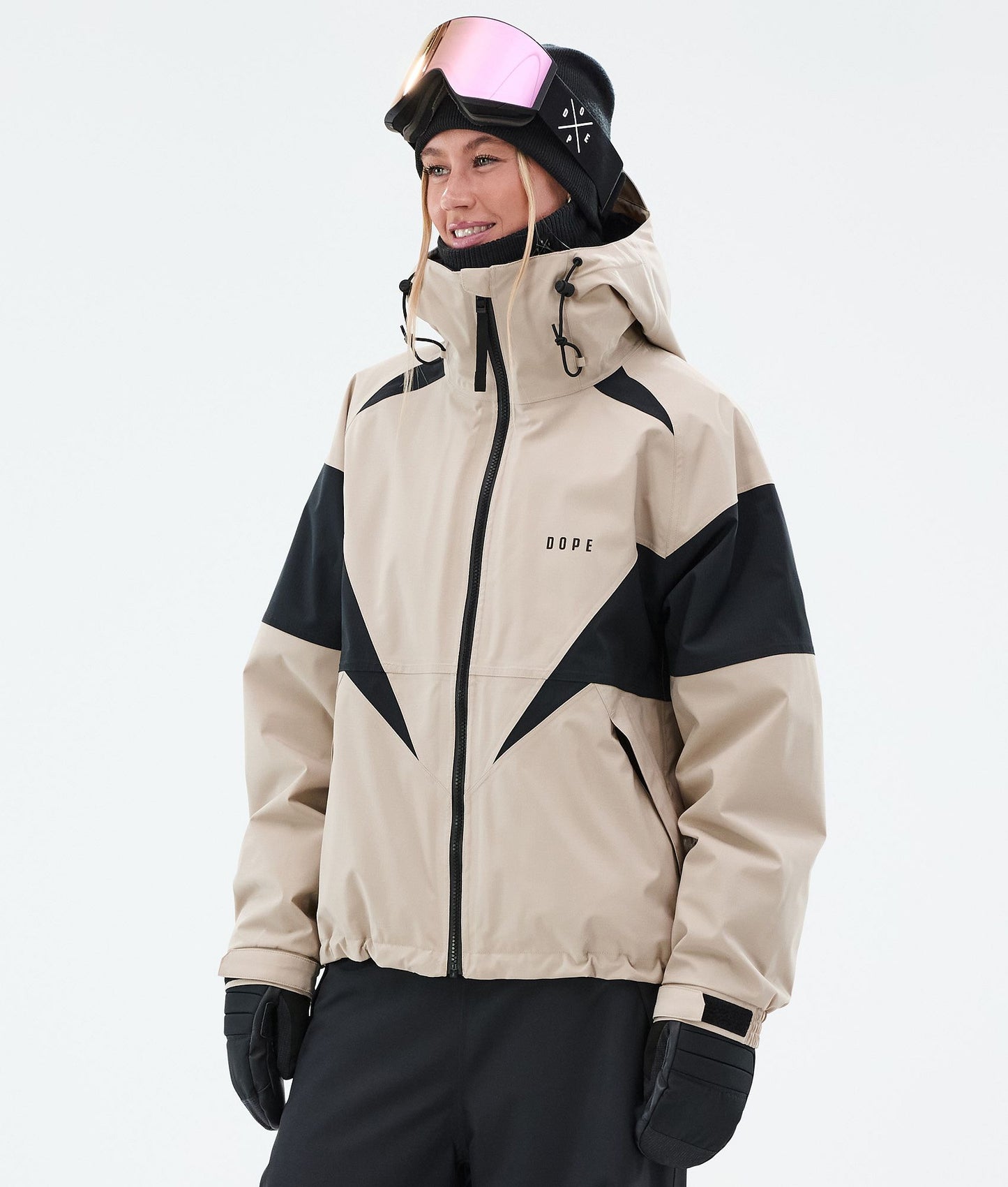 Snowboard Jacket Women Stripe Olive Green/Light Grey