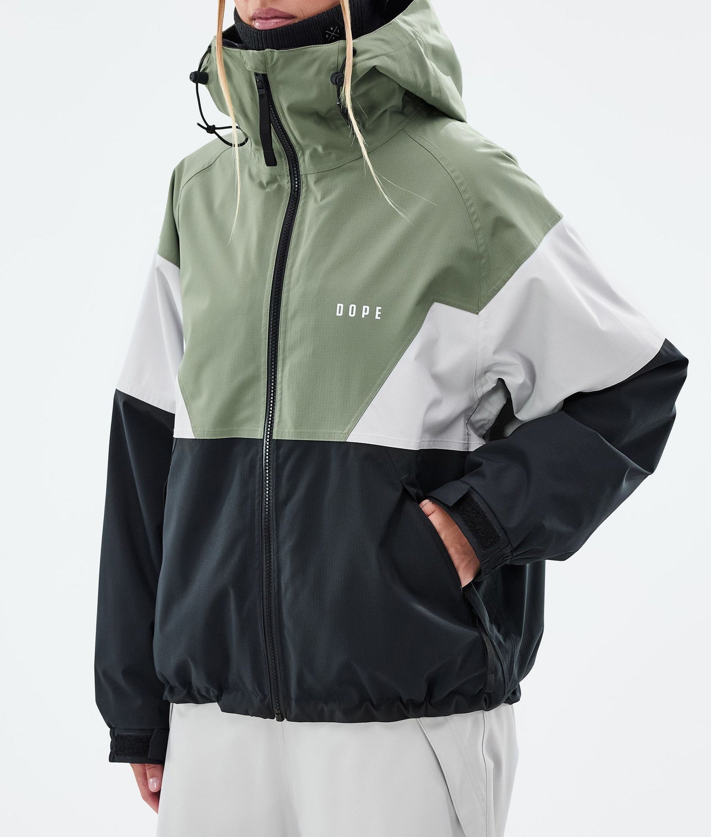 Snowboard Jacket Women Sport Moss Green/Light Grey/Black