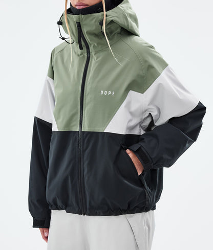 Snowboard Jacket Women Sport Moss Green/Light Grey/Black